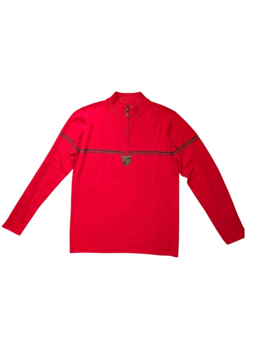 Men's Red Obermyer Merino Wool Quarter Zip Sweater Large NWT